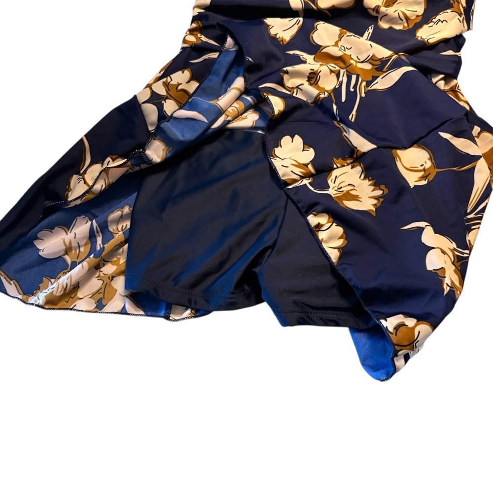 BALLEWEI NWT Floral Blue/Tan Swim-Dress in Size 5x -- Actual size is a 18W - Picture 6 of 9